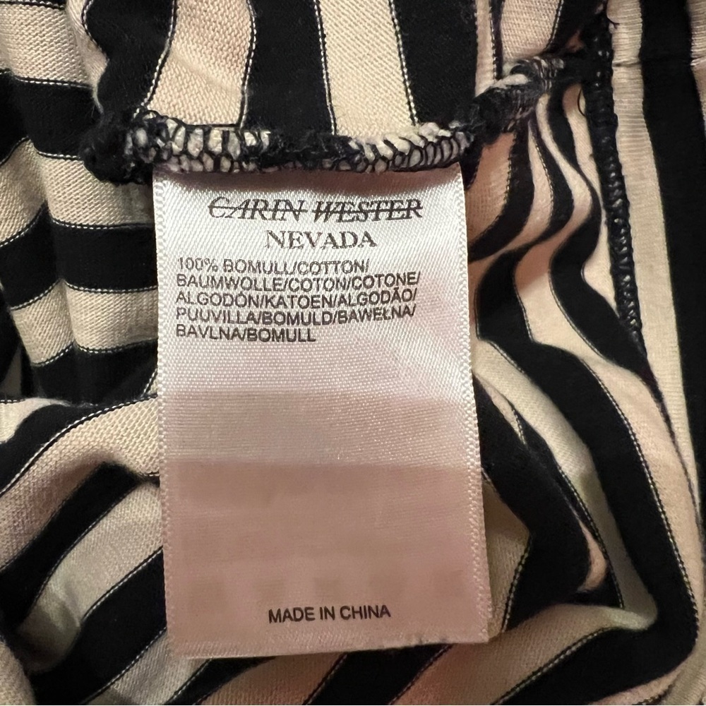 Carin Wester Striped Sweater with boatneck, black and cream striped, size Medium - Picture 6 of 6